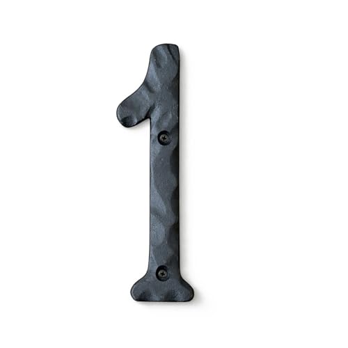 NACH 5.5 Inch Black Rustic House Numbers - Outdoor Address Numbers with Mounting Hardware - Model 1