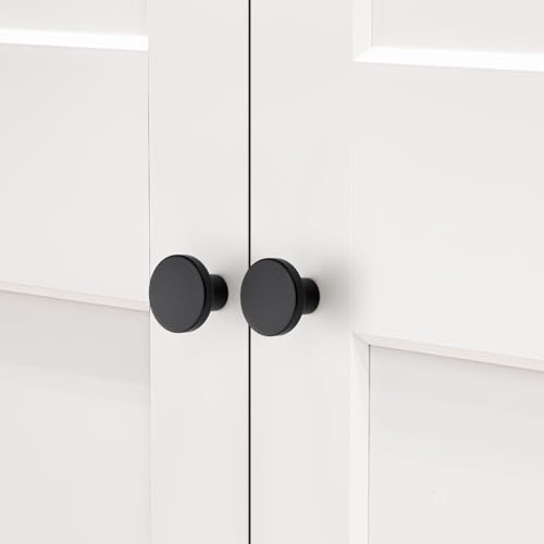 HOME EDIT 10 Pack Black Cabinet Knobs - 1-1/5 Inch Round Drawer Pulls