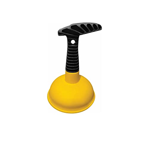 Yellow Mini Sink Plunger with Short Handle - Easy to Use Kitchen & Bathroom Clog Remover