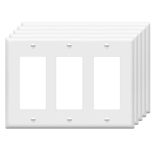 ENERLITES 3-Gang White Decorator Wall Switch & Outlet Plate Cover 5 Pack, Standard Size