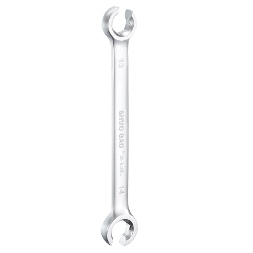 HARFINGTON Flare Nut Wrench 13mm x 14mm CR-V Nickel Plating Wrench for DIY Automotive Repairs and Household Maintenance