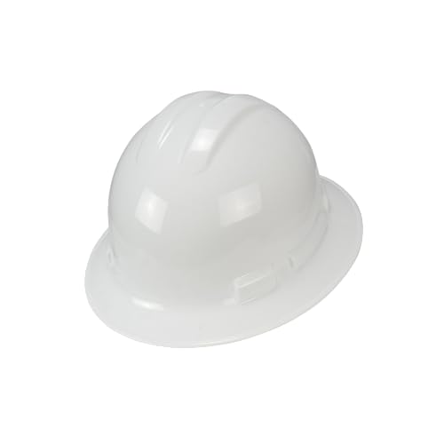 DEWALT DPG11FB-W Full Brim Hard Hat ? Made in USA ? White ? ANSI Z89.1 Type 1 Class G & E ? 6-Point Ratchet Suspension