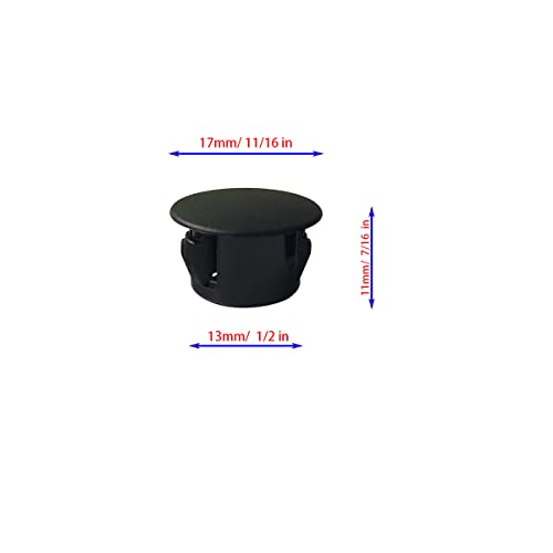 13mm (1/2 Inch) Black Plastic Hole Plugs - Pack of 30 for Furniture & Panel Covering