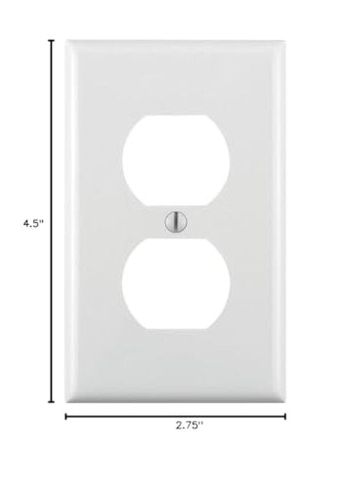 Leviton 1-Gang Duplex Device Receptacle Wallplate, Standard Size, Thermoplastic Nylon, Device Mount, 1 Pack, 80703-W, White