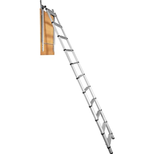 VEVOR Attic Ladder Telescoping, 350-pound Capacity, 39.37" x 23.6", Multi-Purpose Aluminium Extension, Lightweight and Portable, Fits 9.8'-10.5' Ceiling Heights, Convenient Access to Your Attic Standa