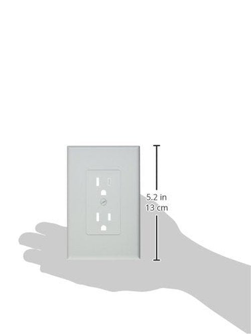 TayMac MW2500W Single-Gang Wallplate Non-Metallic Decorator Cover One Grounded Duplex, White Smooth(Pack of 5)