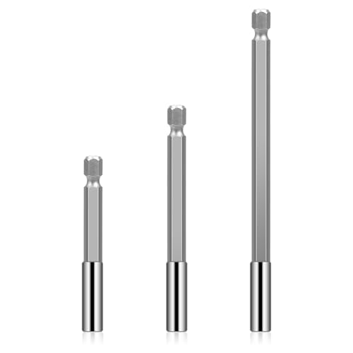 3PCS Magnetic Drill Bit Extension Holder, 1/4" Hex Shank Magnetic Screwdriver Holder S2 Steel Magnetics Screwdriver Extension, 3, 4, 6-Inch Extensions for Automotive Maintenance DIY Repair Work