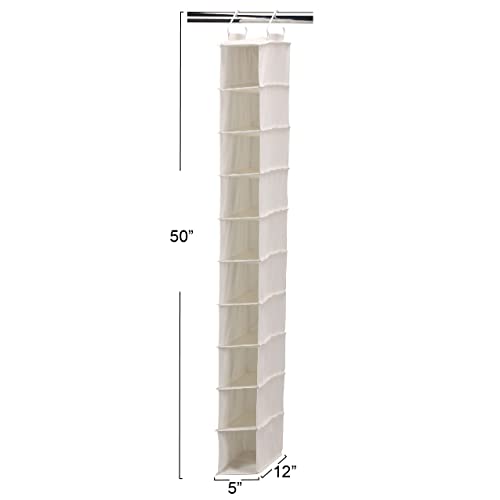 Natural Canvas Hanging Shoe Organizer with 10 Pockets - Household Essentials