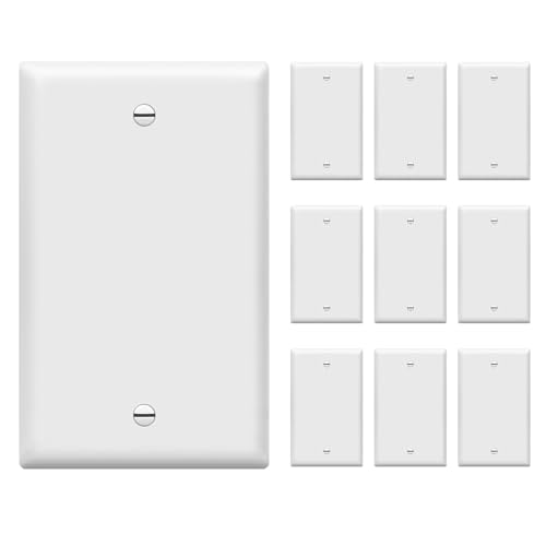 ENERLITES 10 Pack White No Device Outlet Cover 1-Gang Wall Plate