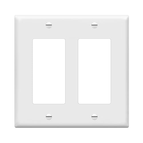 ENERLITES 2-Gang White Decorator Light Switch Outlet Wall Plate Cover - Standard Size