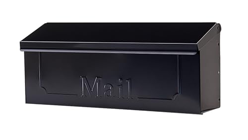 Galvanized Steel Wall-Mount Mailbox Black Small Townhouse Style