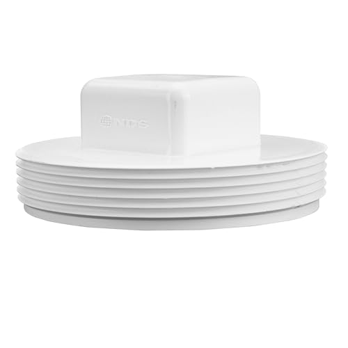 NDS 41P8 PVC Drain Cleanout Plug with 4-Inch MPT Connection - White