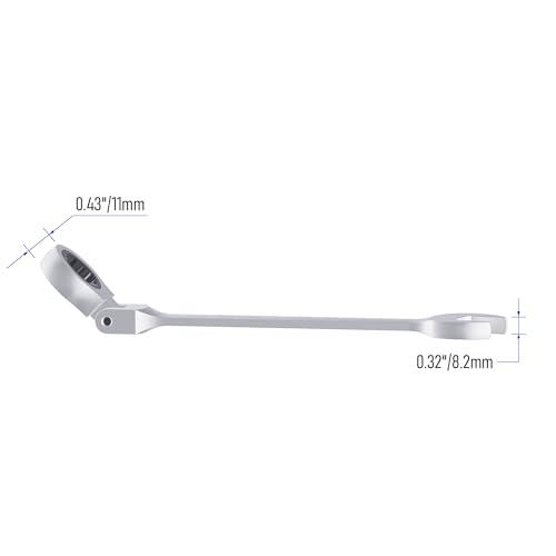 16mm Flex-Head Ratcheting Combination Wrench Metric 72 Teeth 12 Point Ratchet Box Ended and Open End Spanner Tools, Flexible Head Gear Wrench, Heat-Treated CR-V