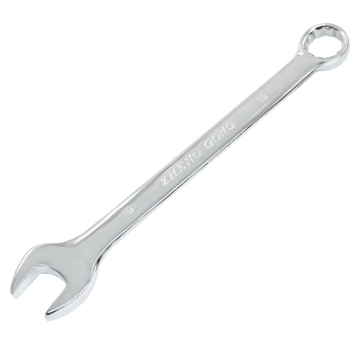 Hordion 19mm Metric Combination Wrench Spanner with 12-Point Box End and Open End Mirror-Chrome Plated High Carbon Steel