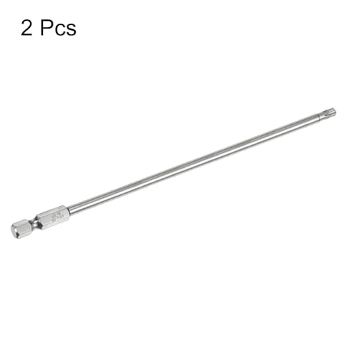 HARFINGTON 2pcs T20 Security Torx Bit 1/4" Hex Shank 6" Long S2 Steel Magnetic Tamper Resistant Star Bits Screwdriver Torx Head with Hole for Driver Drill Bits Remove Fastening Screws