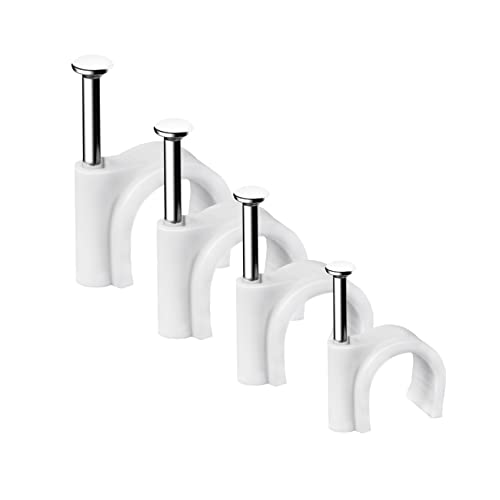 Abnii Cable Nail Clips 400 Pcs 4/6/8/10mm Wall Wire Cable Management Clips White