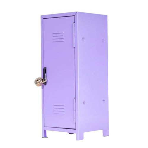 JISADER Mini Lockbox Storage Cabinet for Jewelry Keys Makeup Desk Organizer Violet