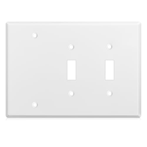 Kingdder Stainless Steel 3-Gang Wall Plate with 1 Blank and 2 Toggle Switch Openings - Model 1-Blank/2-Toggle