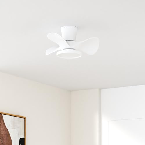 ocioc White 22-Inch Ceiling Fan with LED Light Remote Control for Kitchen Bedroom