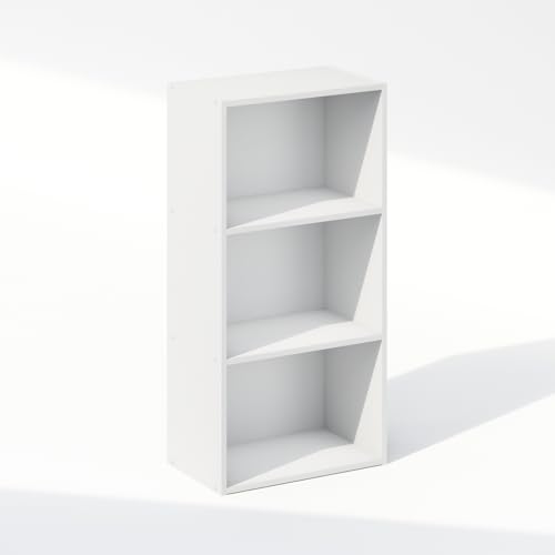 Furinno Reed Closet Organizers and Storage, 3-Tier Closet Organizer, Open Shelf Closet Storage, for Wardrobe, Bedroom, Living Room, White