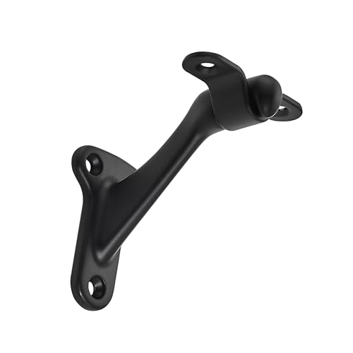 Khtumeware 6 Pack Matte Black 3 Inch Heavy Duty Hand Rail Brackets for Stairways & Home