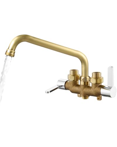 Aolemi Wall Mount Laundry Sink Faucet with 9-Inch Chrome & Brass Spout