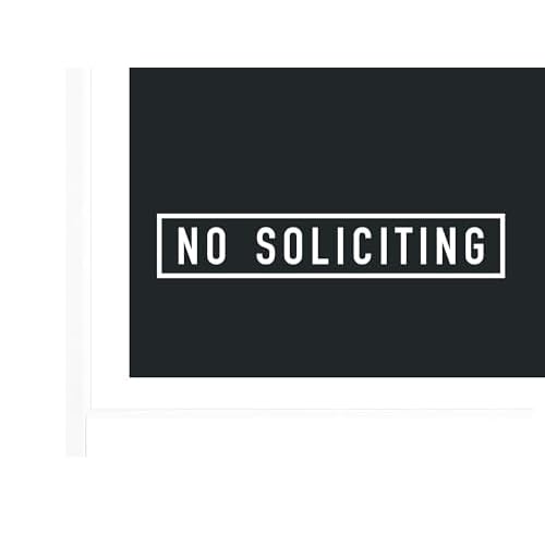 Premium White Vinyl Decal 13x3 inches: No Soliciting On The Outside of Storefront Window and Door- Elegant Front Door Greeting, No Salesmen Sticker