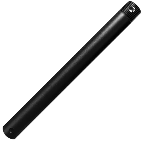 FEHEED 12 Inch Black Ceiling Fan Downrod with Threads, 1 Ft Universal Extension