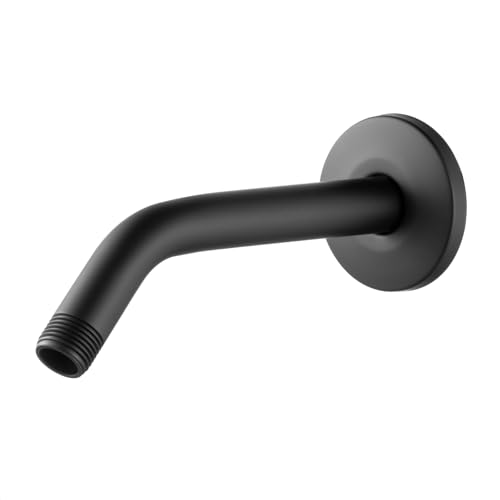 OFFO Matte Black 6-Inch Shower Arm with Flange Wall Mount Replacement for Fixed & Handheld Showerheads