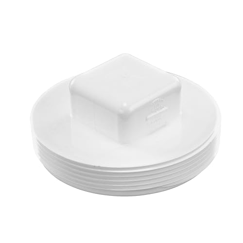 NDS 41P8 PVC Drain Cleanout Plug with 4-Inch MPT Connection - White