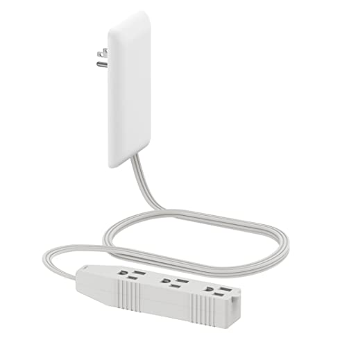 LIDER White Flat-Face Outlet Extender 3 Receptacles, 3ft Cord, 1625W - 1 Pack