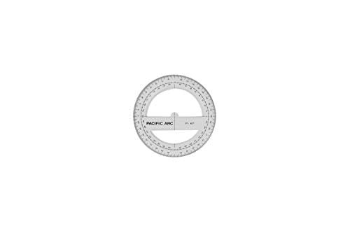 Pacific Arc 4-Inch 360° Protractor - Clear Plastic, Easy Read Graduations, Pocket Size