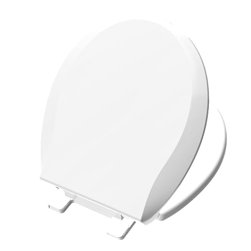 Aünsffer White 16.5 Inch Round Toilet Seat Soft Close Slow Close No Slam Easy Install
