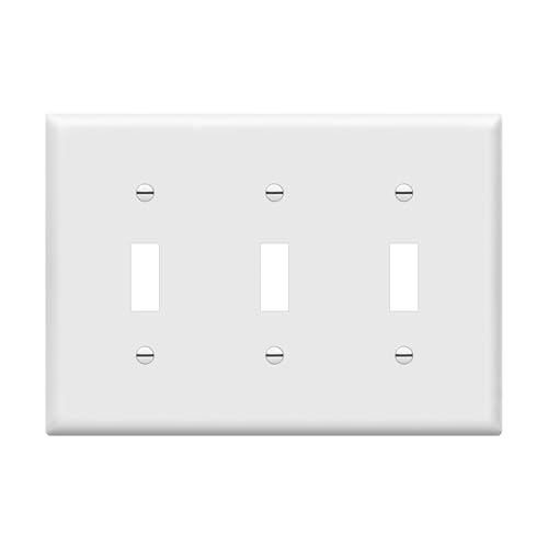ENERLITES White Triple Light Switch Wall Plate, 3-Gang, Standard Size, Gloss Finish, With Screws