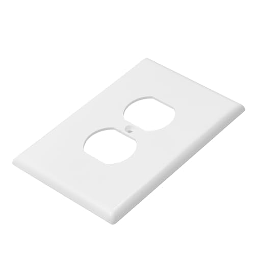 VEVOR Duplex Outlet Covers, 10 Pack 1-Gang Standard Size Wall Plates, Unbreakable and Impact-Resistant Polycarbonate Thermoplastic, Dual Receptacle Faceplate, for Light Receptacle Outlet Switch,White