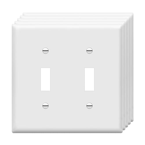ENERLITES White Double Toggle Light Switch Cover Plate 2-Gang 5 Pack