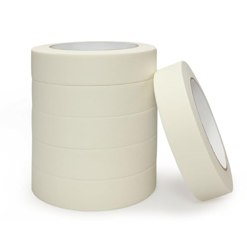 Masking Tape 1 inch 55 Yards 6 Pack Versatile Adhesive Painting Tape for General Purpose Use, Easy-Remove, Ideal for Labeling Painting,DIY, Art,Home,Office, School Total 330 Yards