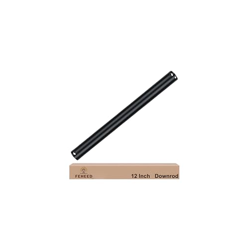 FEHEED 12-Inch Black Ceiling Fan Downrod, 1 ft Unthreaded Extension Rod