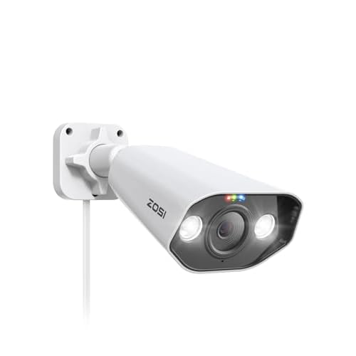 ZOSI 5MP PoE Add-on Camera, Face Person Vehicle Detection, 2 Way Audio, Starlight Night Vision, Sound&Light Siren, 3K Weatherproof Outdoor Indoor Home Bullet IP Cam, Only Compatible with ZOSI POE NVR