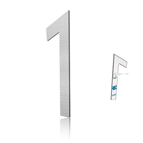Luiety 3 Inch Modern House Numbers - Brushed Silver Stainless Steel Self-Adhesive Door Address for House, Mailbox, Office (Variation 1)