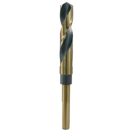 Bivethoi Reduced Shank Twist Drill Bits 16mm Black Nitride & Gold Titanium Coated High Speed Steel 4341 with 10mm Shank for Drilling Steel Plate
