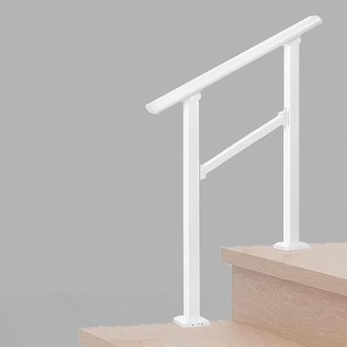 Hand Rails for Outdoor Steps,2 Step Stair Handrail & Indoor Stair Railing Kit£¬White Railings for Outdoor Steps and Hand Rails for Seniors for Porch£¨2 Step White£©