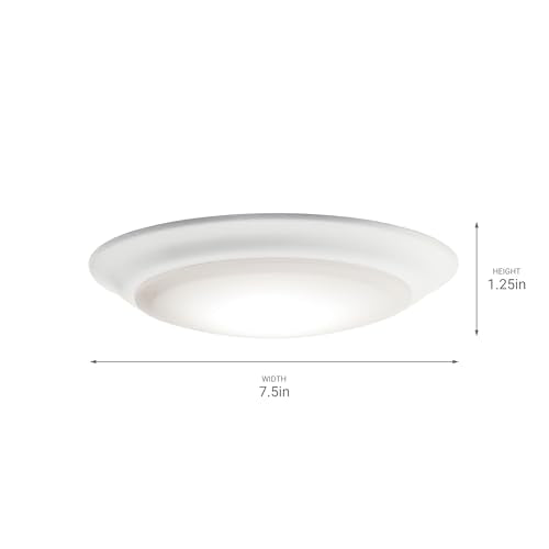 Kichler Gen I 7.5-Inch White LED Flush Mount Light 3000K Dimmable Ceiling Fixture