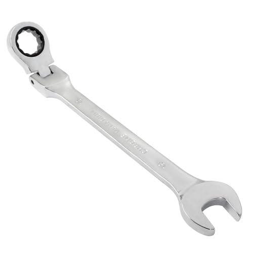 Piutouyar 19mm Flex-Head Ratcheting Wrench, Professional Metric Ratchet Wrench Combination Wrench Box Ended Spanner Tool for Projects Repair(5¡Æ Movement and 72 Teeth 12 Point, CR-V)