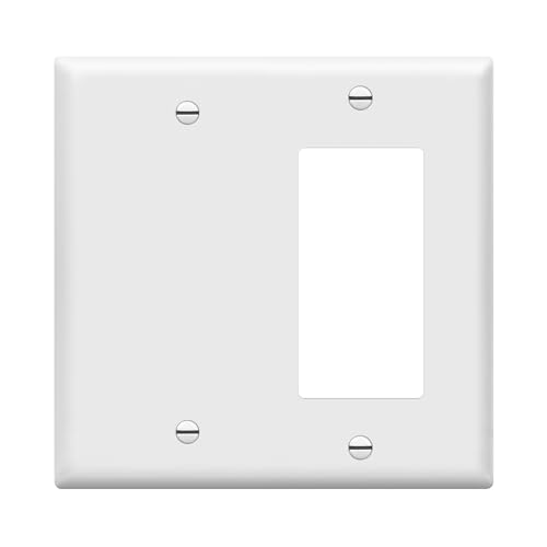 ENERLITES White 2-Gang Decorator Wall Plate - Standard Size, Pack of 1