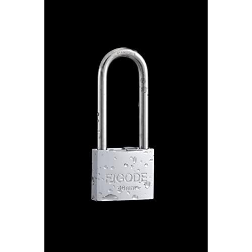 FIGODE¢ç Lock, Marine Grade Rustproof Padlock with Stainless Steel Shackle and Chrome Plated Brass Body, Outdoor Padlock Weatherproof, Keyed Different, 2.3 in. Long Shackle, 1 Pack