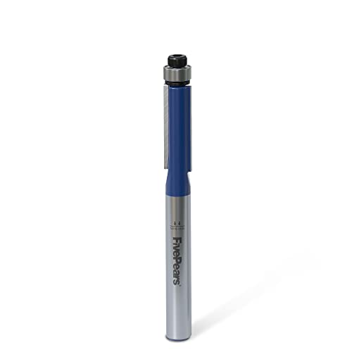 FivePears Flush Trim Router Bits 1/4 Inch Shank, 1/4 Inch Cutting Diameter, 3/4 Inch Cutting Height, Bottom Bearing Flush Straight Cut Trim Router Bit for Woodworking.
