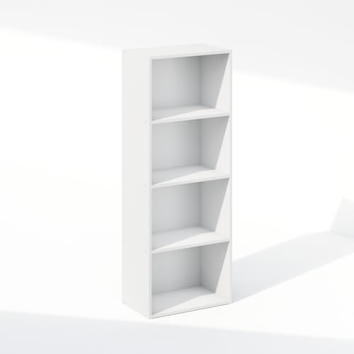 Furinno Reed Closet Organizers and Storage, 4-Tier Closet Organizer, Open Shelf Closet Storage, for Wardrobe, Bedroom, Living Room, White