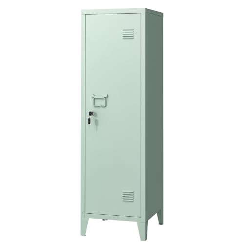 Green Metal Lockable Storage Cabinet with Shelves - Home Office & Kids Room Organizer H50"
