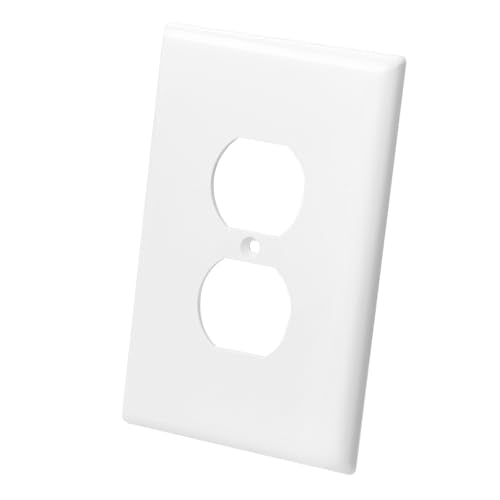 VEVOR Duplex Outlet Covers, 10 Pack 1-Gang Standard Size Wall Plates, Unbreakable and Impact-Resistant Polycarbonate Thermoplastic, Dual Receptacle Faceplate, for Light Receptacle Outlet Switch,White